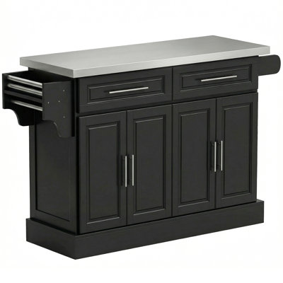57 " W Kitchen Island with Stainless Steel Top