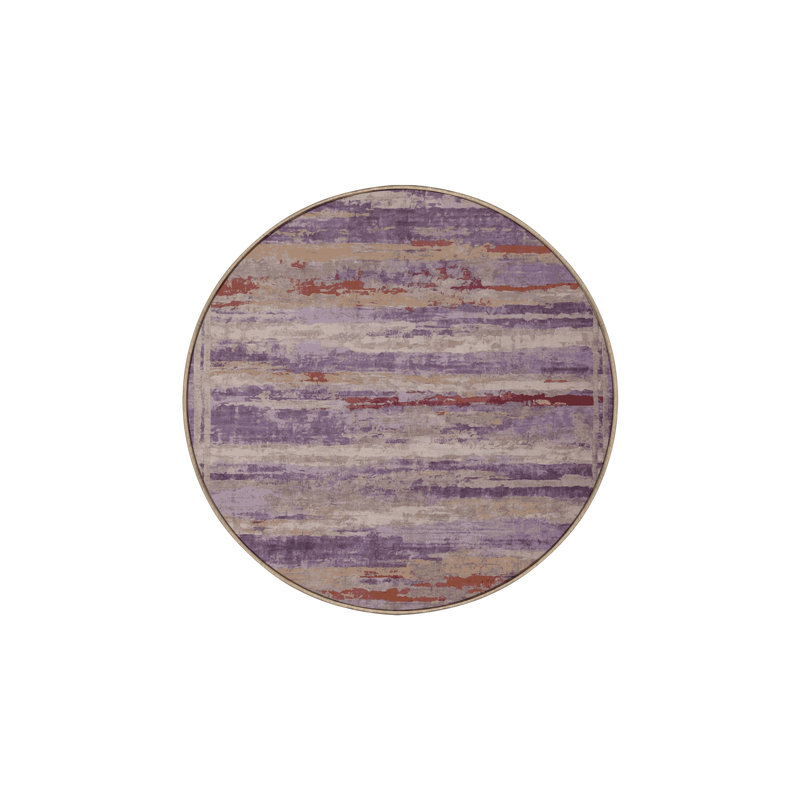 Tapis beige soyeux et moelleux, Rond 8 pi