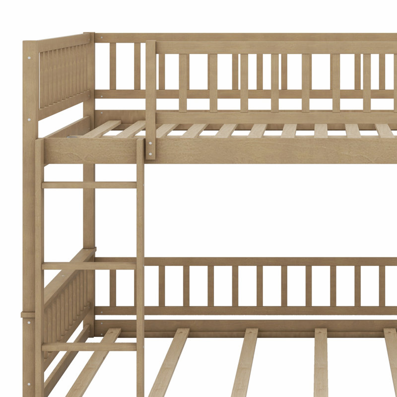 Bunk Bed With Ladder And Guardrails, Walnut