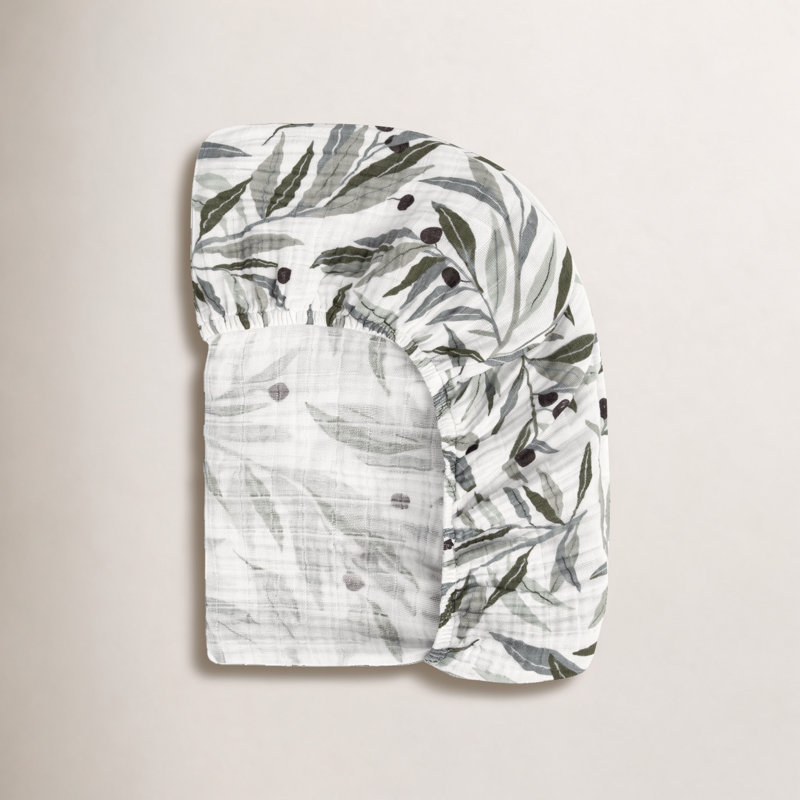 Olive Branches Muslin Mini Crib Sheet
