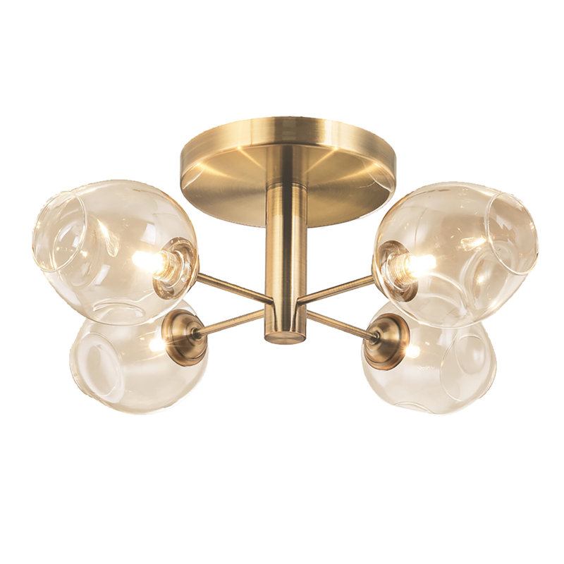 Plafonnier semi-encastré à 4 lumières sphériques 20,5 po Andi, Bronze vintage, Champagne