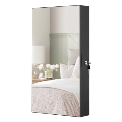 Armoire à bijoux noire de 26 pouces avec lumières DEL et compartiment secret - un cadeau parfait pour toute occasion
