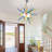 Hand Blown 6-light Sputnik Chandelier, Modern Linear Semi Flush Mount