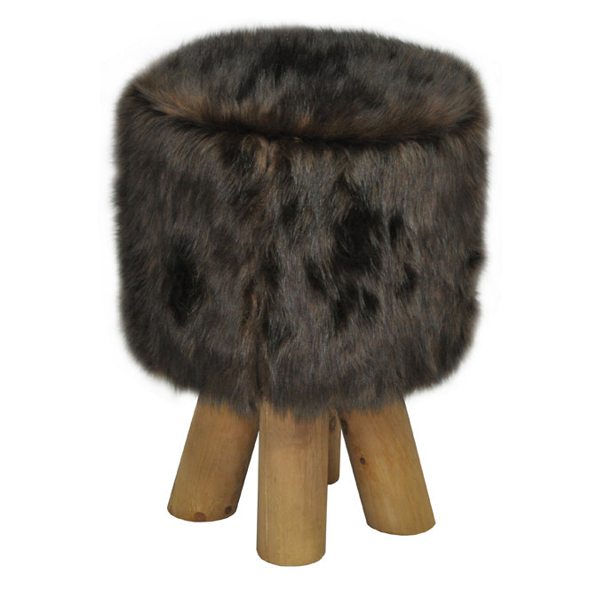 Scandi Wood Accent Stool, Brown