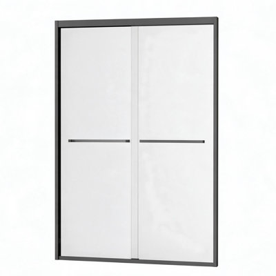 48" W x 72" H Double Sliding Shower Door, Aluminum Framed Shower Enclosure with 6mm SGCC Clear Tempered Glass, Reversible Opening, Stainless Steel Hardware