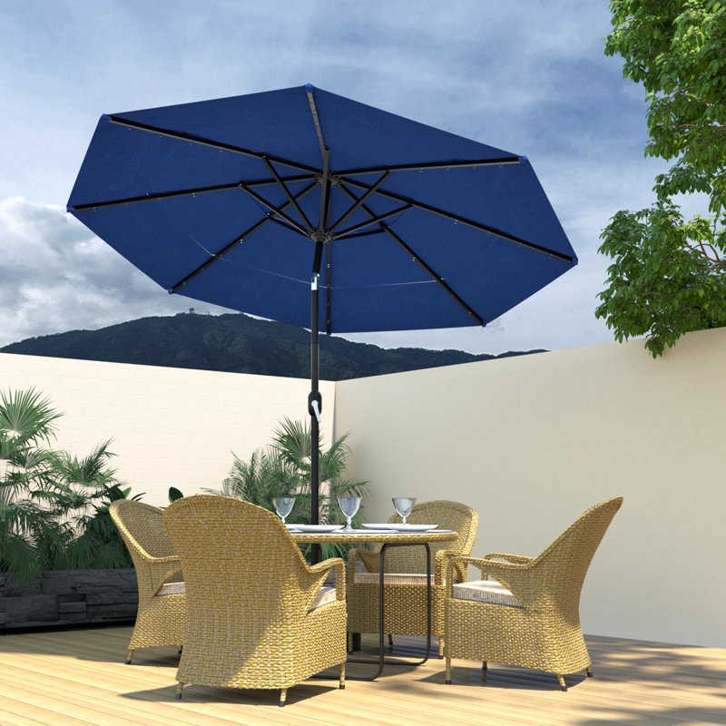 Parasol de marché 11 pi, H 96,5 po x l 108 po x P 108 po, Bleu