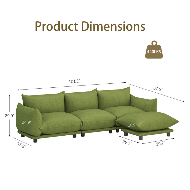 Canapé rembourré, canapé modulaire modulaire pour le salon, Ours en peluche vert