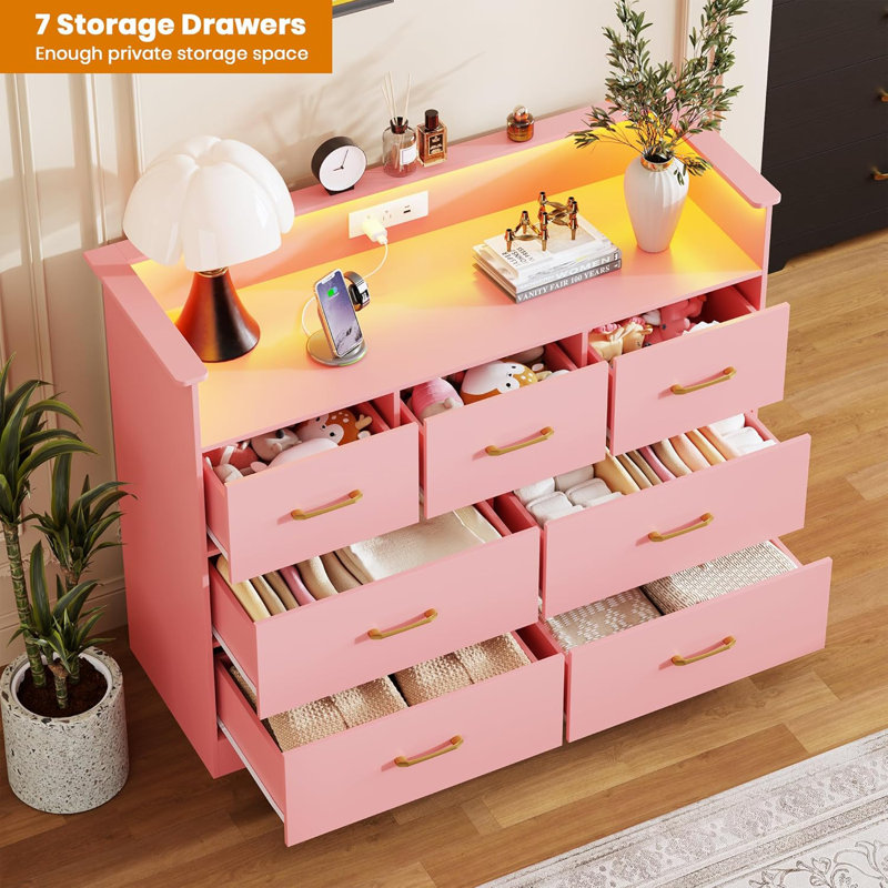 Commode à tiroirs, meuble télé moderne, Rose