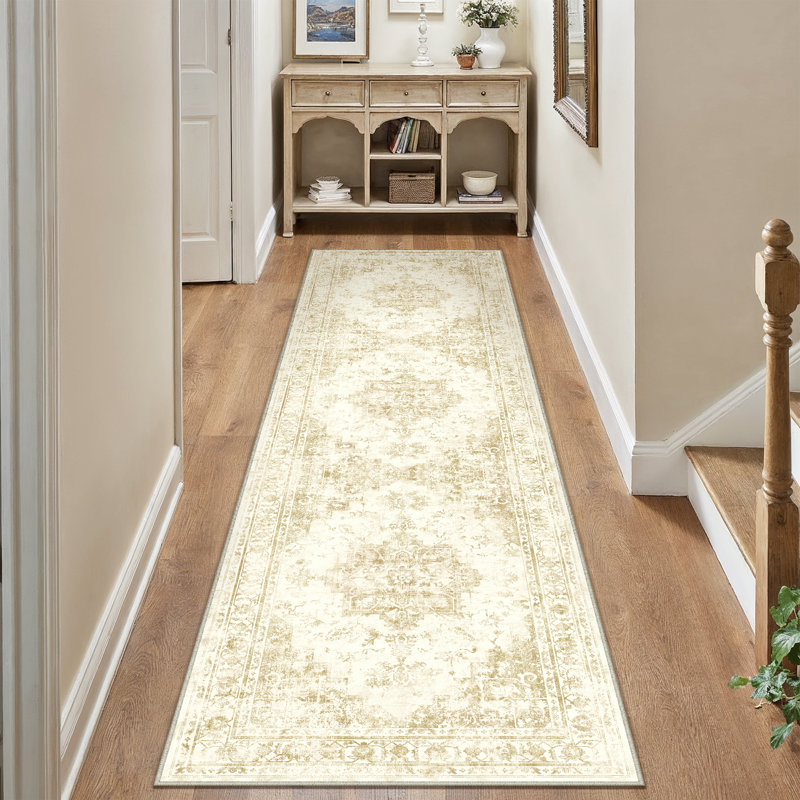 Vintage Oriental Machine Washable  Area Rug with Non-Slip Backing, Rectangle 6' x 9'