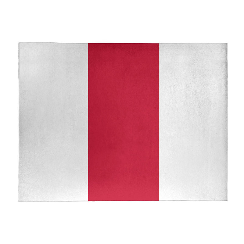 Tapis blanc rayé/rouge, Rectangle 5 pi x 7 pi