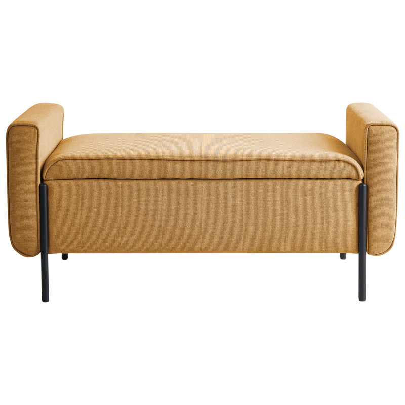 Fabric Upholstered Storage Bench, Yellow