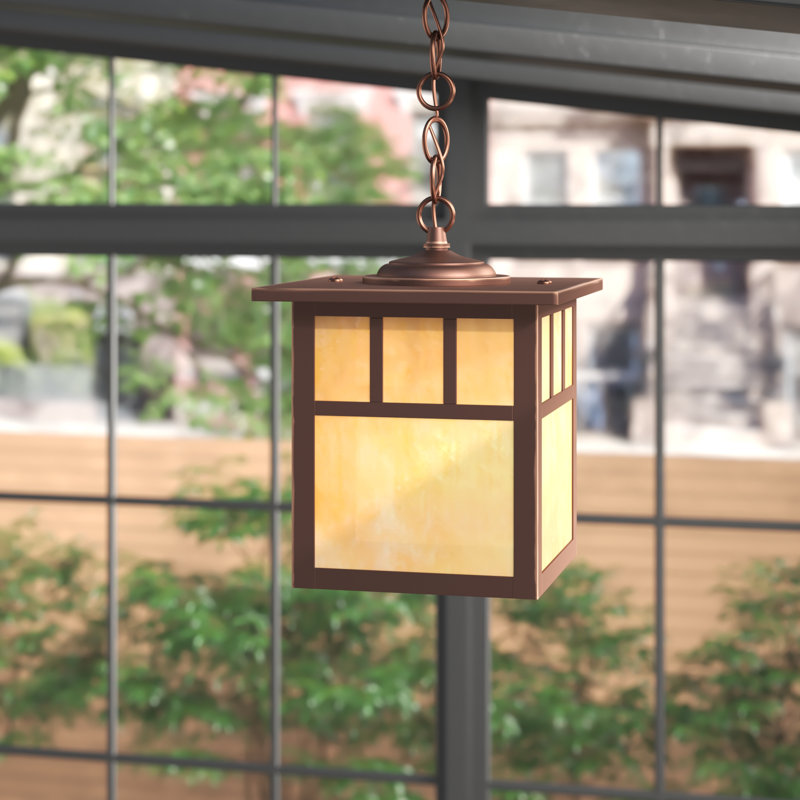 Avaline Outdoor Hanging Lantern, 11" H x 7" W x 7" D, Burnished Bronze
