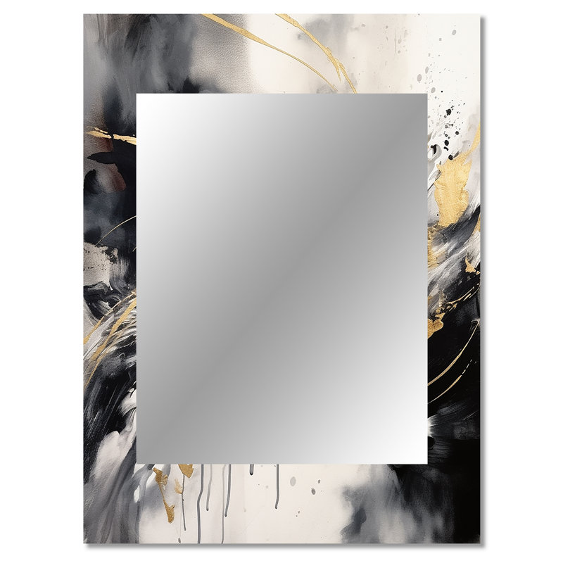 Exploring The Depths Of Gold Marble II - Gold Wall Mirror Decor, 40 po x 30 po