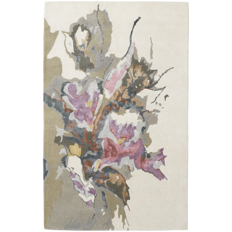Dafney Transitional Floral & Botanical, Purple/Pink/Green Area Rug, Rectangle 3'6" x 5'6"