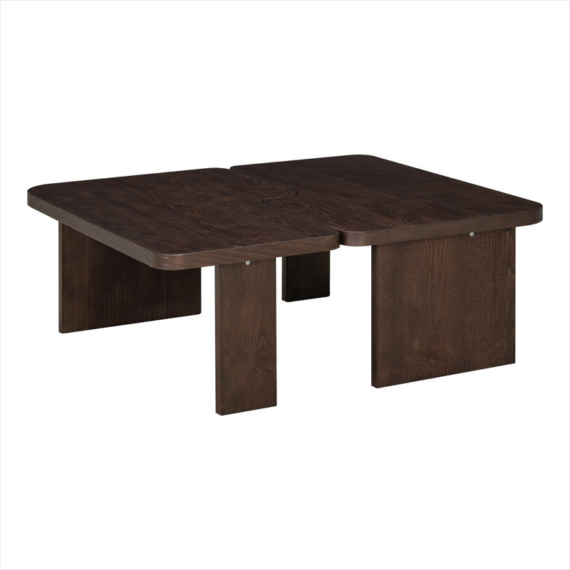 Rectangular Coffee Table in Rich Brown MDF with Modular Splicing Design for Living Room
