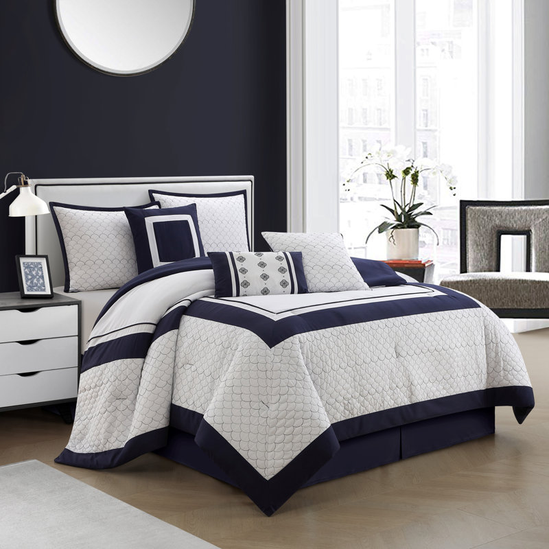 Novalie 7 Piece Scallops Comforter Set, California King Comforter + 6 Additional Pieces