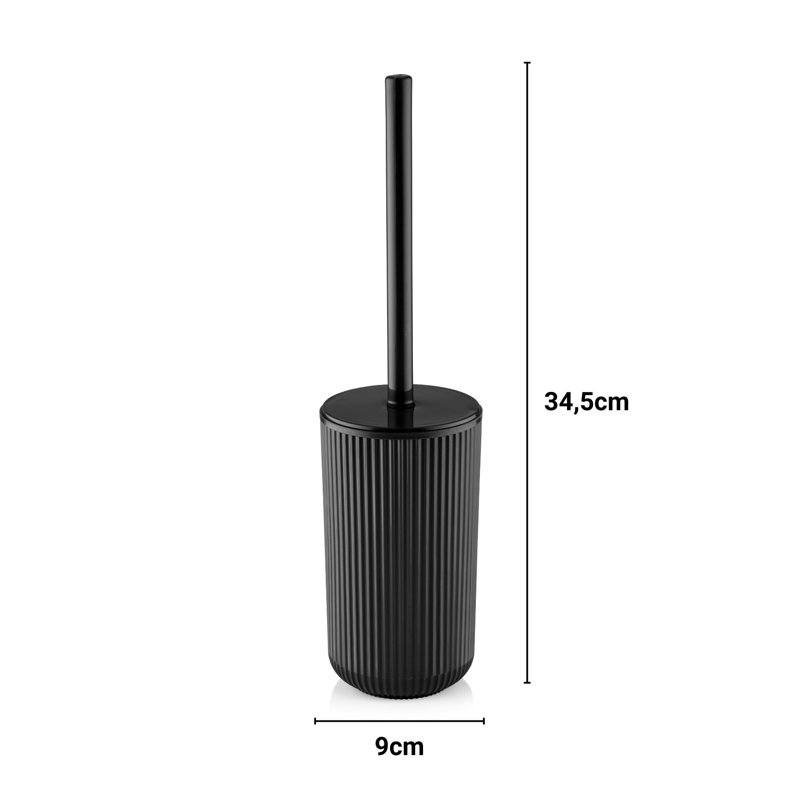 Brosse de toilette de qualité supérieure, noire, 3,5 x 3,5 x 13,6 pouces | Fabrication 100% plastique durable | Poignée ergonomique pour une prise facile | Accessoire de salle de bain élégant et fonctionnel, idéal pour la décoration intérieure moderne