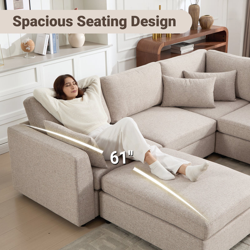 Canapé modulaire en U Doyle, Khaki Chenille
