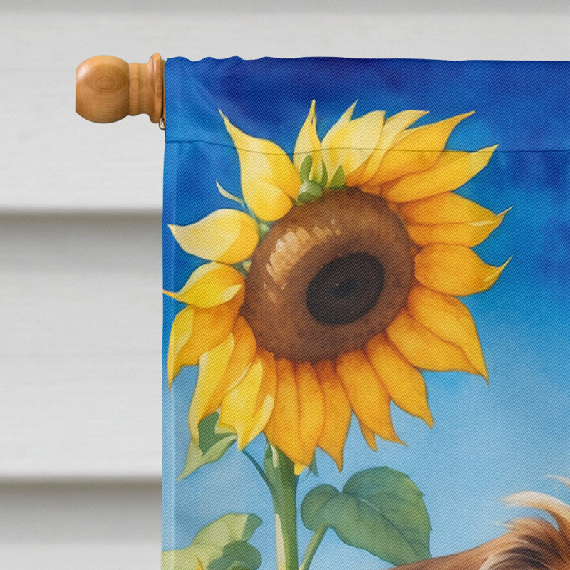 Alaskan Malamute in Sunflowers House Flag, Tibetan Spaniel