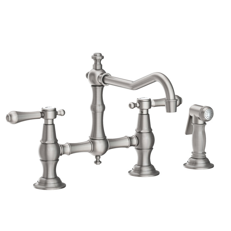Chesterfield Kitchen Bridge Faucet with Side Spray, Stainless Steel (PVD), Lever