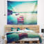 Tapisserie de bateau rose dans un lake lake-28494914