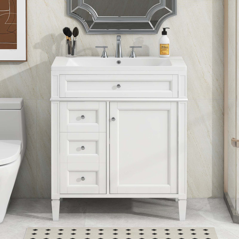 Meuble-lavabo de 30 po avec lavabo supérieur, Blanc