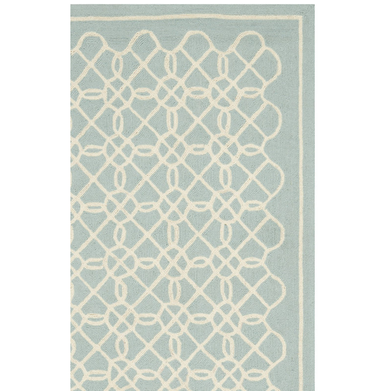 Hollander Hand-Hooked Wool Blue Area Rug, Runner 2'6" x 8'