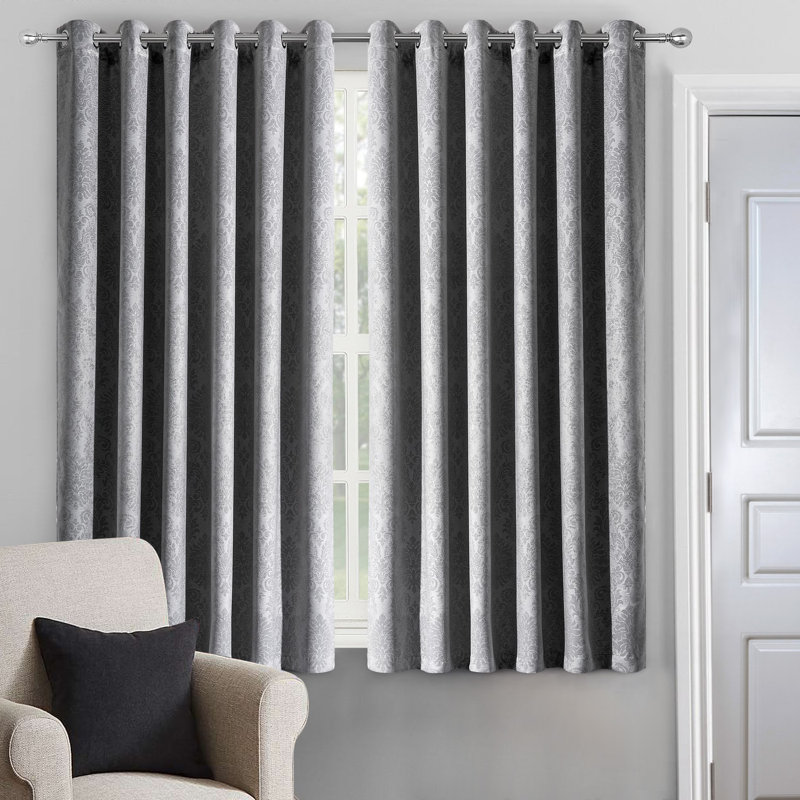Dolohov Blackout Curtain Pair, Silver, 167 x 137cm