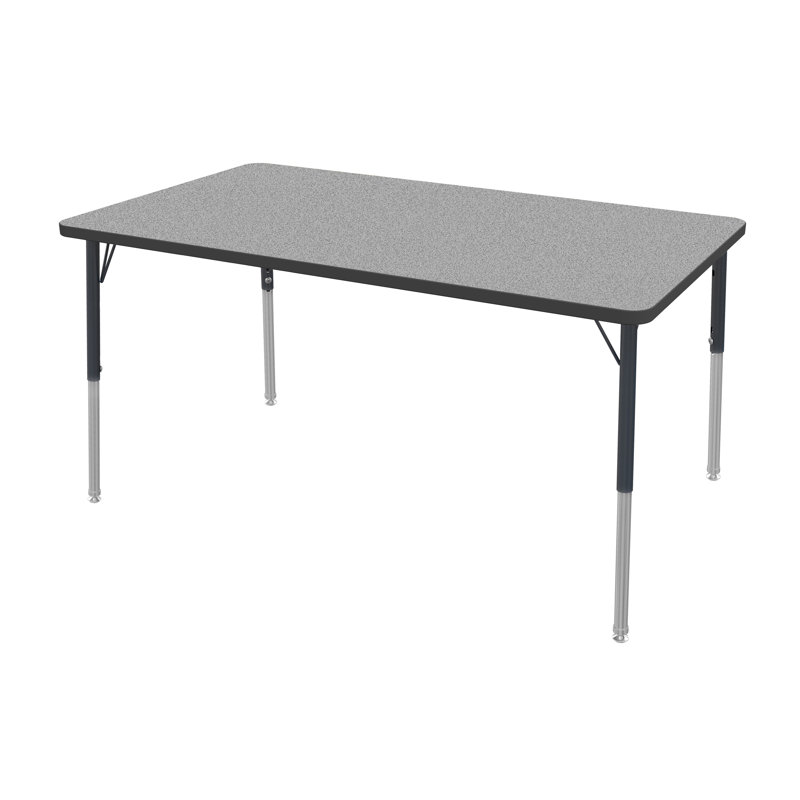 Marco MG Series Adjustable Height Rectangular Activity Table, Gray Nebula, Black, 24" H x 60" L x 42" W