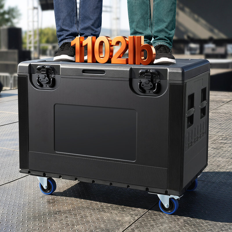 Valise utilitaire 35 po, coffre à câbles empilable, valise ATA imperméable et professionnelle, coffre de rangement roulant robuste avec roues pour équipement audio et dj professionnel, transport de matériel de tournée