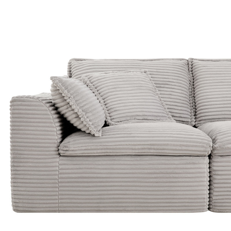 Canapé modulaire en velours côtelé 6 pièces, Velours côtelé gris pâle