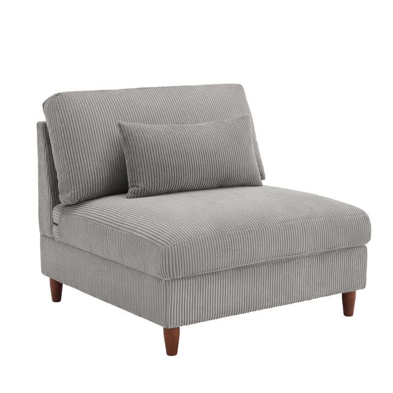 Mordecai 95Cm Wide Corner Wedge, Light Grey Corduroy
