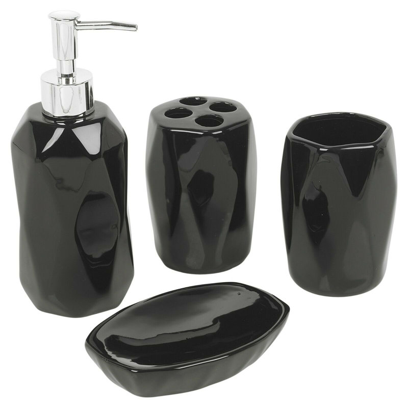 Naseem Ceramic / Porcelain Bathroom Accessory Set, Black