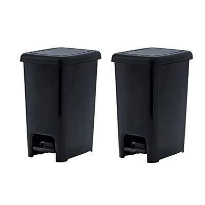 Superio Slim Trash Can with Foot Pedal – 10.5 Gallon Step-On Trash Can with Lid, Large Plastic Garbage Can, Trashcan for Bathroom, Kitchen, Office, Bedroom, Dorm Room, Patio, – Black, 2