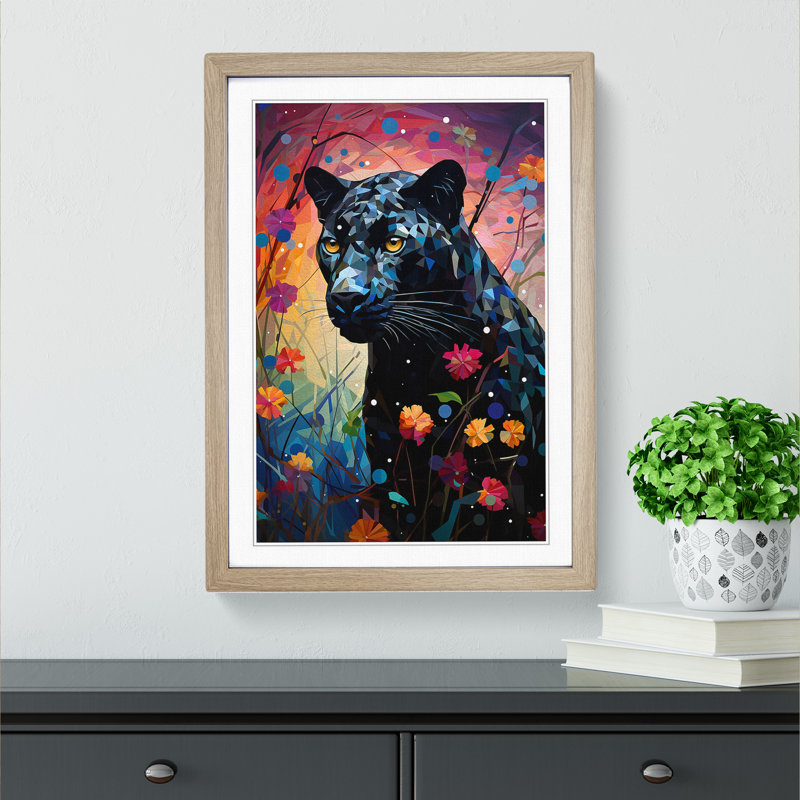 Panther Orphism - Framed Print, 34cm H x 25cm W x 2" D, Oak Framed