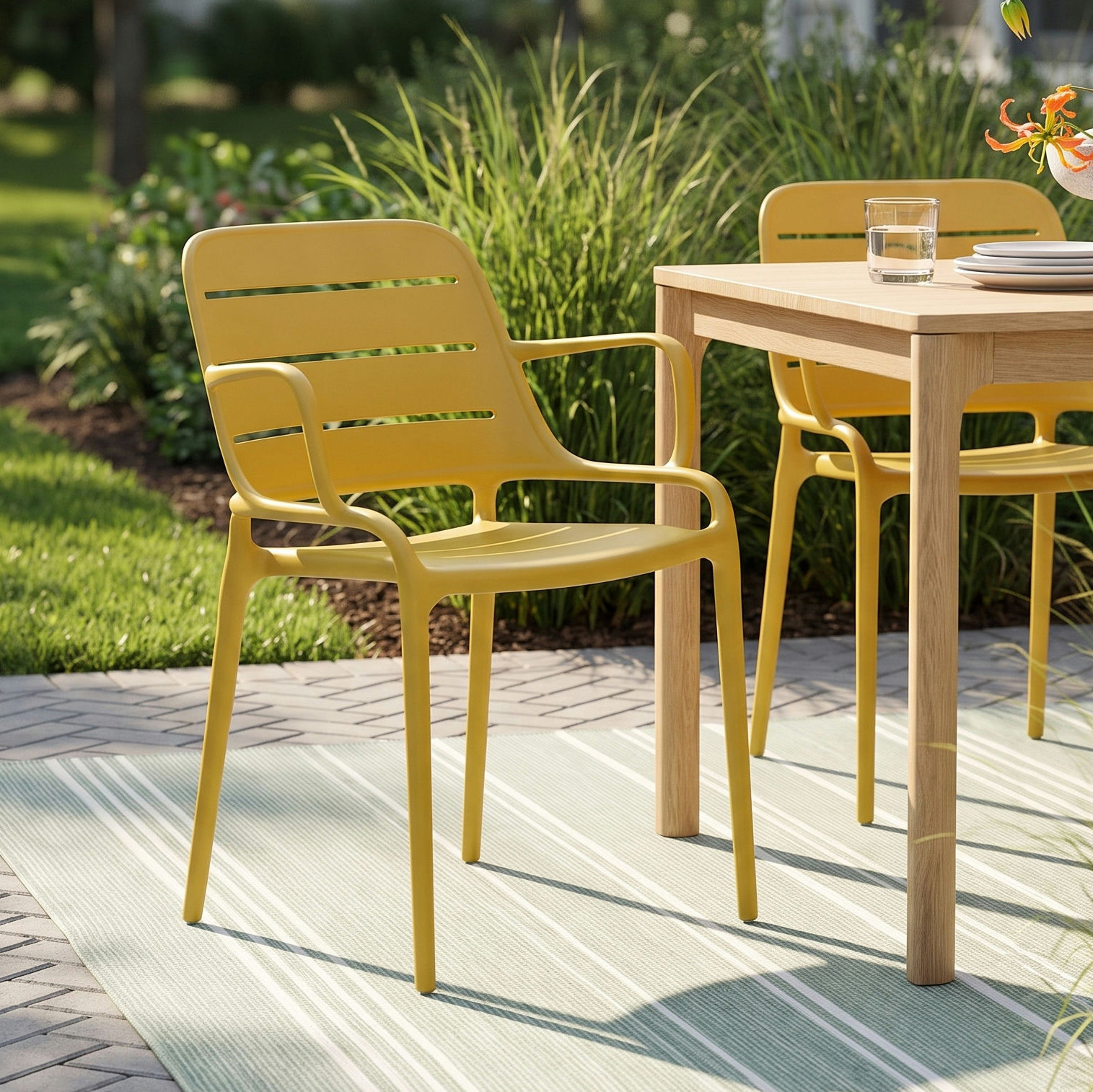 Nohr Stackable Patio Armchair, Ginger