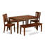 Ensemble de table de salle à manger 5 pièces pour 4 personnes comprenant une table de cuisine rectangulaire et 2 chaises de salle à manger avec 2 bancs, 36 x 60 pouces, acajou-1933024149-1933024154