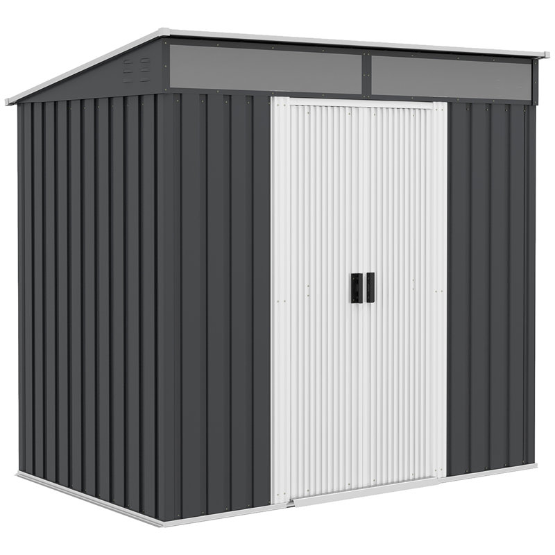 Brynlea 5.9ft. x 3.2ft. Galvanised Steel Pent Storage Shed, Grey