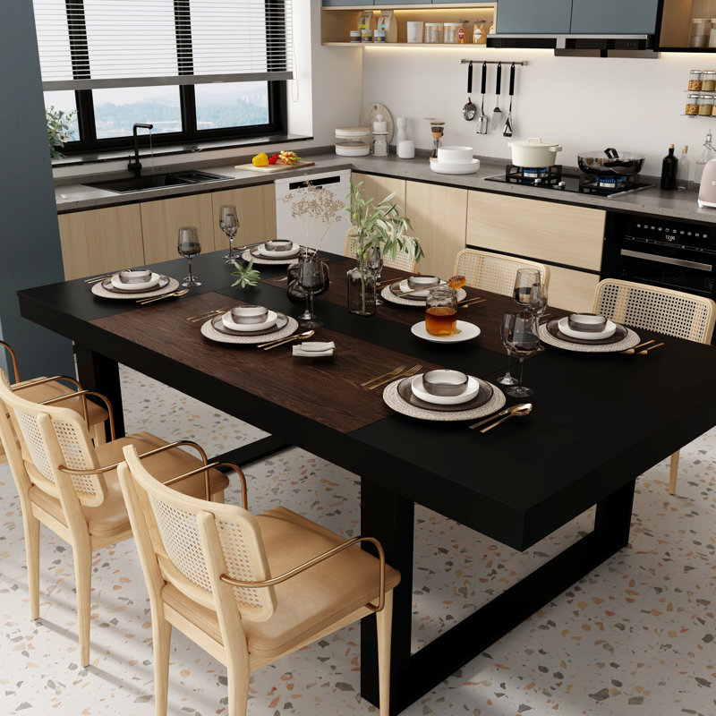 Dining Table, Black, 29.4" H x 86.6" L x 47.2" W