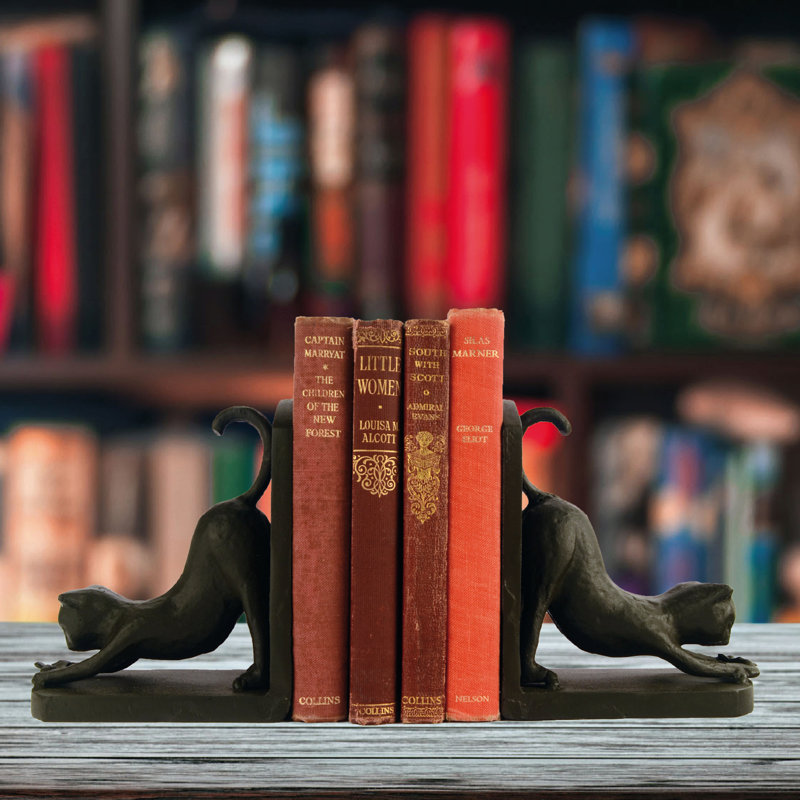CAT Iron Book Ends 13cm, Mocha