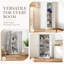 Garde-manger en métal blanc, armoire de rangement haute avec 2 portes, 4 tablettes réglables, tablette à micro-ondes et ancrage mural pour la cuisine, la salle de lavage, la salle de bain et le bureau personnel-531298702