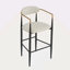 Ensemble de 2 tabourets de bar, tabourets de bar rembourrés à hauteur de comptoir avec dossier pour îlot de cuisine, assise en similicuir beige, pieds en fer noir, capacité de poids de 260 lb