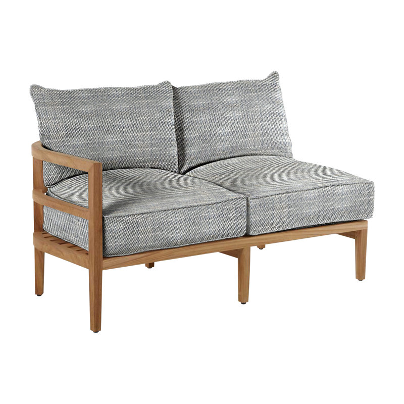 Santa Barbara 57.5" Wide Teak Loveseat with Cushions, Natural White, Natural Teak, Welt + Standard fill