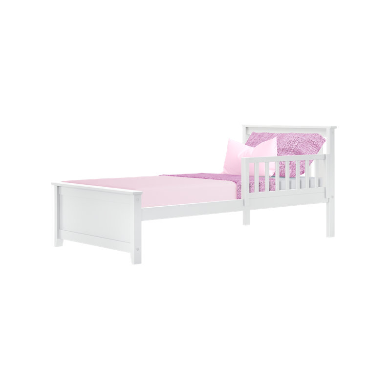  Ameya Twin Solid Wood Platform Bed with Guard Rail, White