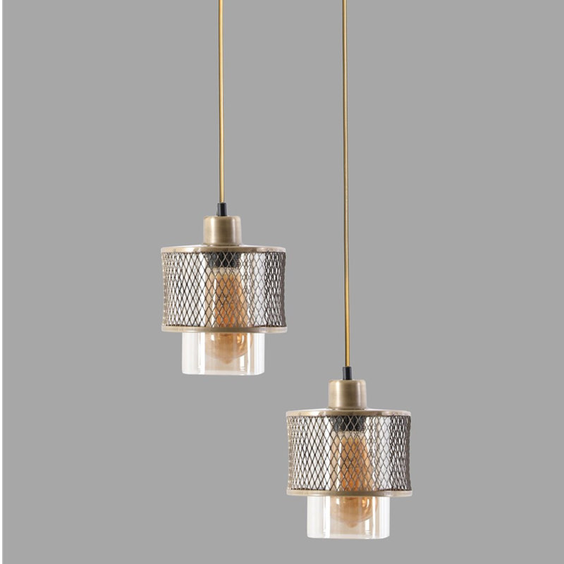 Luminaire suspendu tambour à 2 lumières Wasser, Cuivre