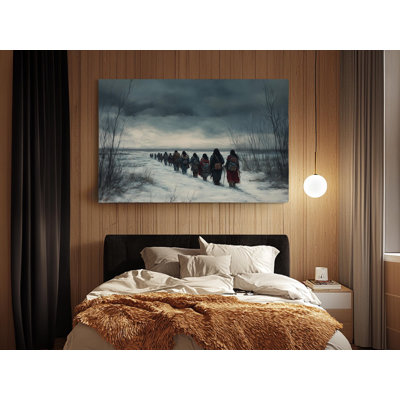 Peinture de familles amérindiennes sur toile de haute qualité - décoration murale fabriquée à la main - art élégant - cadeau - décoration murale