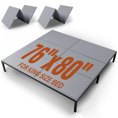 Bunkie Board King 76x80" Foldable Mattress Support Board for Bed Low Profile Breathable Noise Minimizing Bed Support