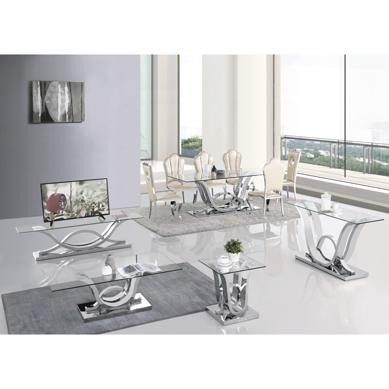 Glass Top Abstract End Table
