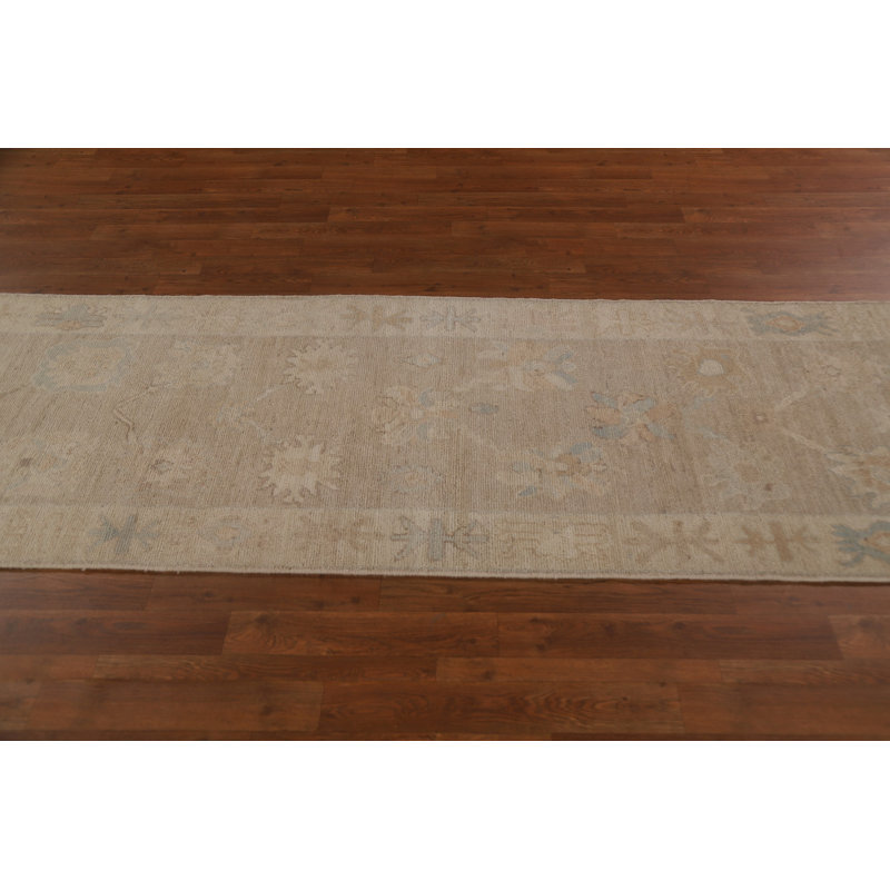 Tapis de couloir unique en laine noué à la main de style nouvel âge 2 pi 8 po x 9 pi Oushak