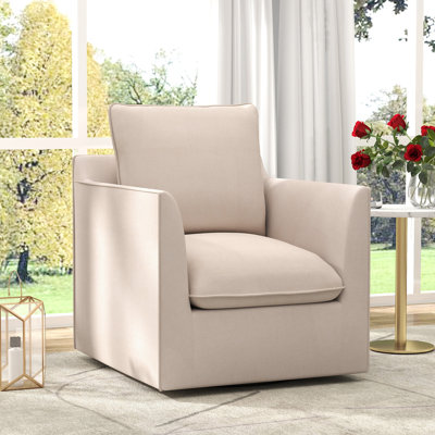 29.7" Wide Modern Upholstered Soft Chenille Swivel Barrel Chair With Removable Seat and Back Cushion